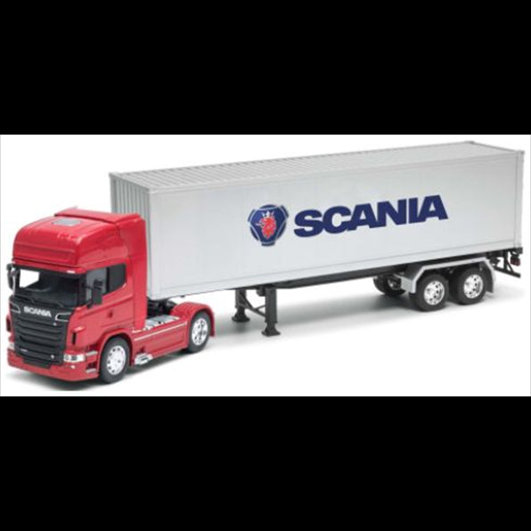 Welly 1:32 Scale Scania R 730 w/Container Trailer Red Silver