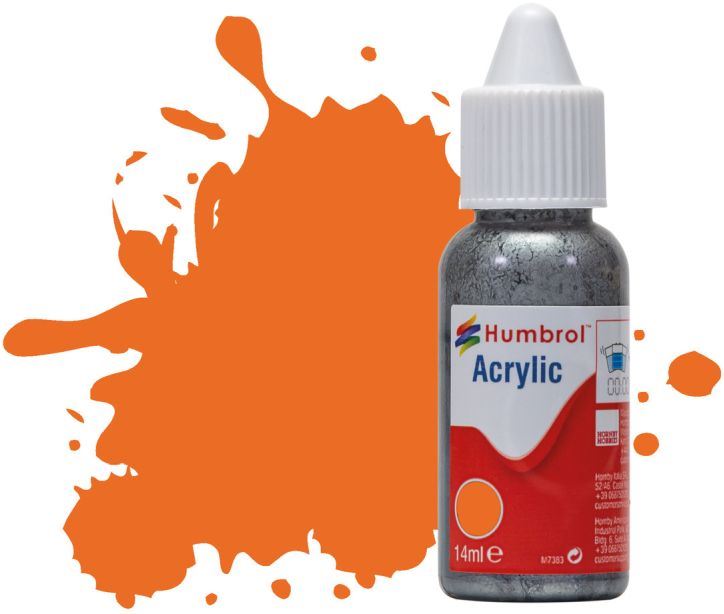 Humbrol 14ML  Orange Gloss Acrylic Paint Dropper Bottle