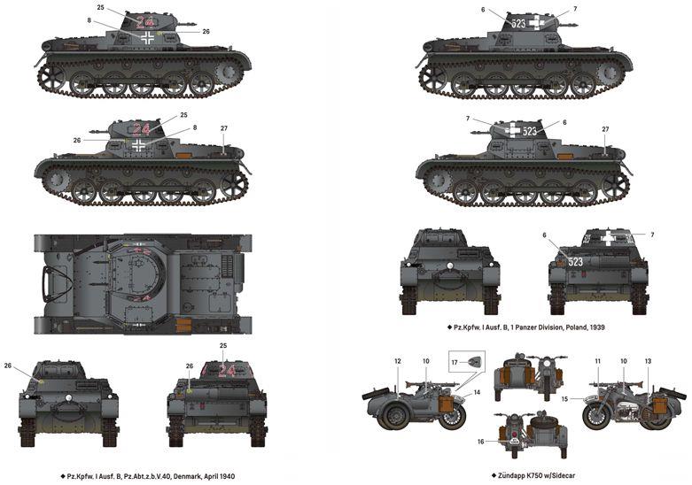 Academy Kits 1:35 Scale German Panzer I Ausf B & Motorcycle ca.1939/40