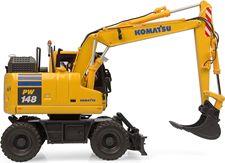 Universal Hobbies 1:50 Scale Komatsu PW148-11 Wheeled Excavator w/2 Buckets