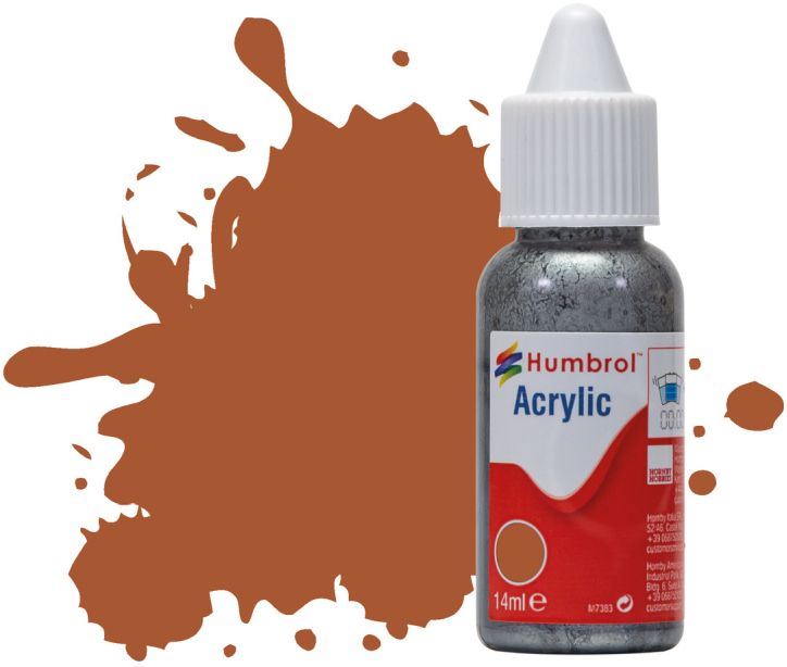 Humbrol 14ML  Leather Matt Acrylic Paint Dropper Bottle