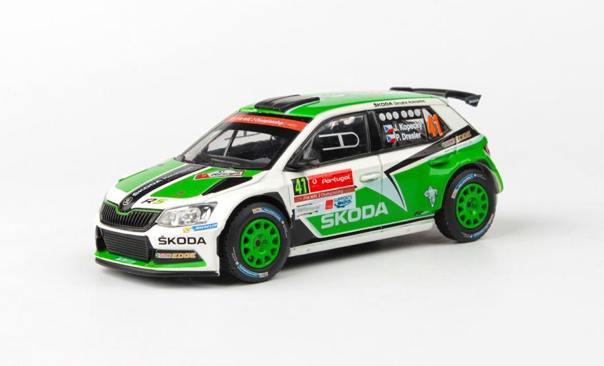 Abrex 1:43 Scale Skoda Fabia III R5 2015 Vodafone Rally de Portugal 2016 #41 Kopecky Dresler
