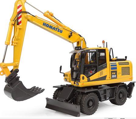 Universal Hobbies 1:50 Scale Komatsu PW180-11 Wheeled Excavator w/Bucket and Breaker