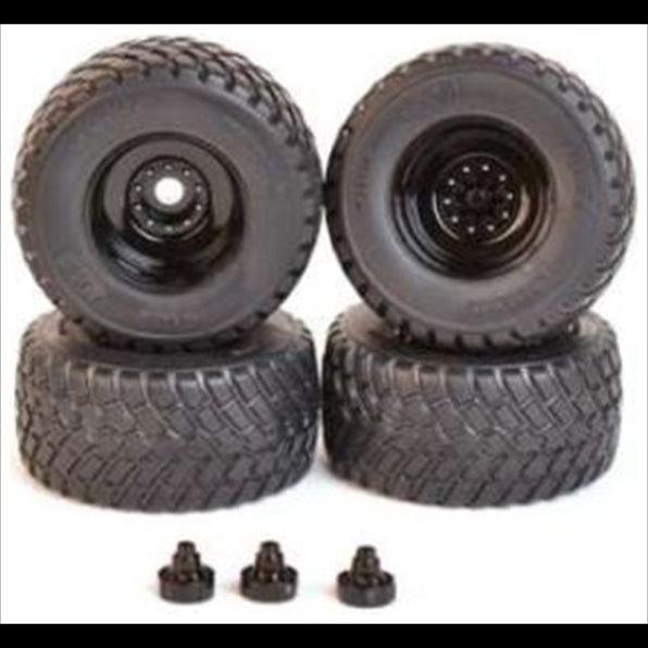 AT Collections 1/32rd Scale BKT Ridemax FL-693M 710/50R30.5
set of 4 tyres incl Black RIM and HUB