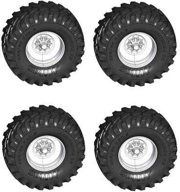 AT Collections 1:32 Scale Mitas Agriterra 03 680/60-R30.5 (Tyres) set of 4 tyres incl Silver RIM and HUB