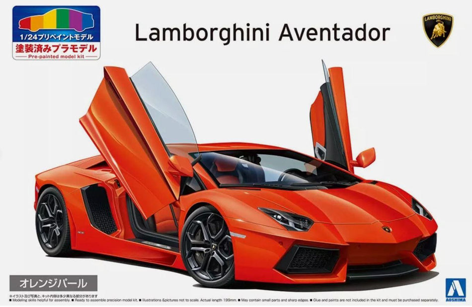 Aoshima 06201 1/24 Scale Lamborghini Aventador & #8217;11 Orange Pearl Model Kit