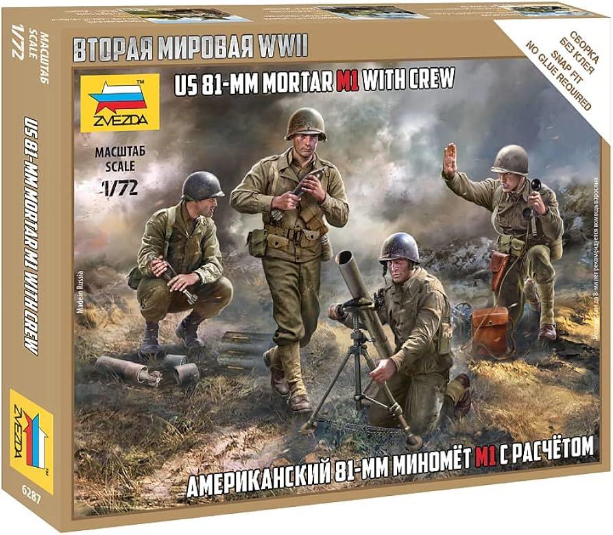 Zvesda Kits 1:72 Scale US 81mm Mortar w/Crew