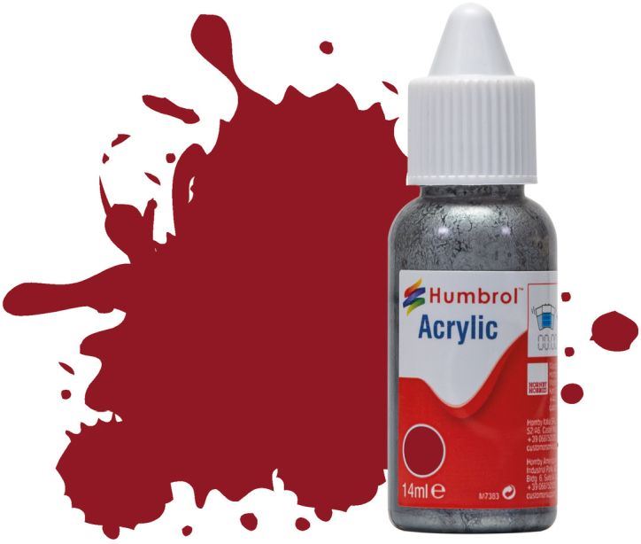 Humbrol 14ML  Crimson Gloss Acrylic Paint Dropper Bottle
