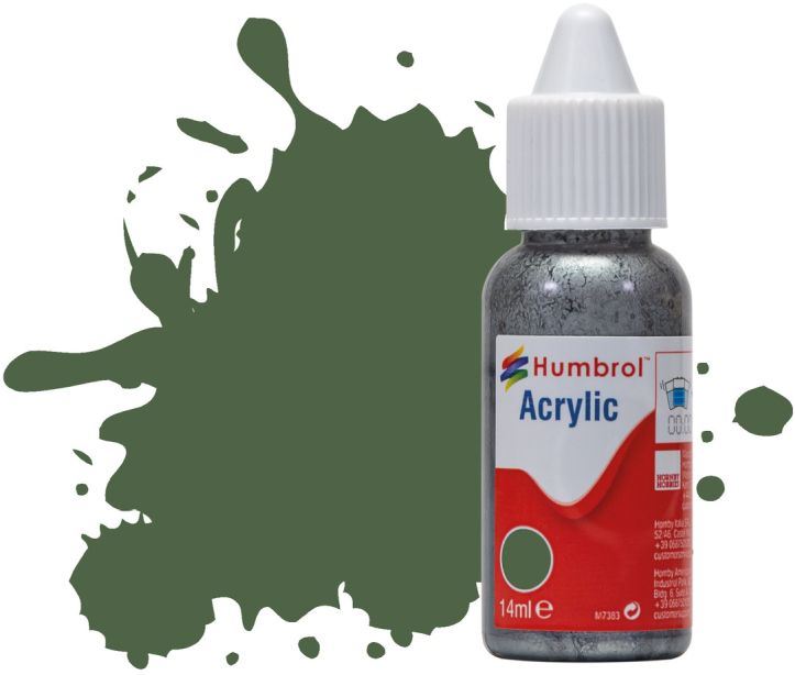 Humbrol 14ML  US Light Green Matt Acrylic Paint Dropper Bottle