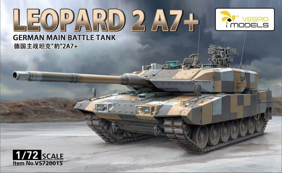 Vespid Model Kits 1:72 Scale German Main Battle Tank Leopard 2 A7 + Metal Barrel + Metal Tow Cable