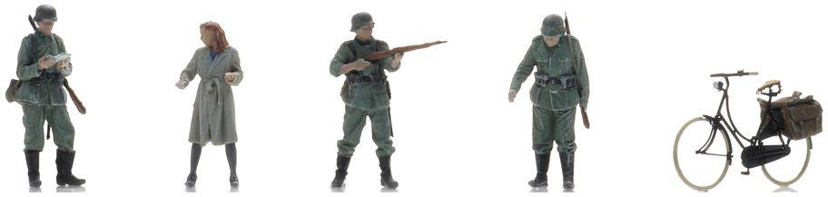 Artitec 1:87 Scale Checkpoint + Woman on Bicycle (4x) (WM) Ready-Made Figures