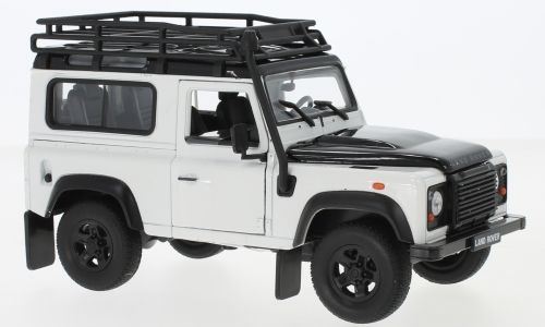 Welly 1:24 Scale Land Rover Defender White (SNORKEL) with roof rack and snorkel