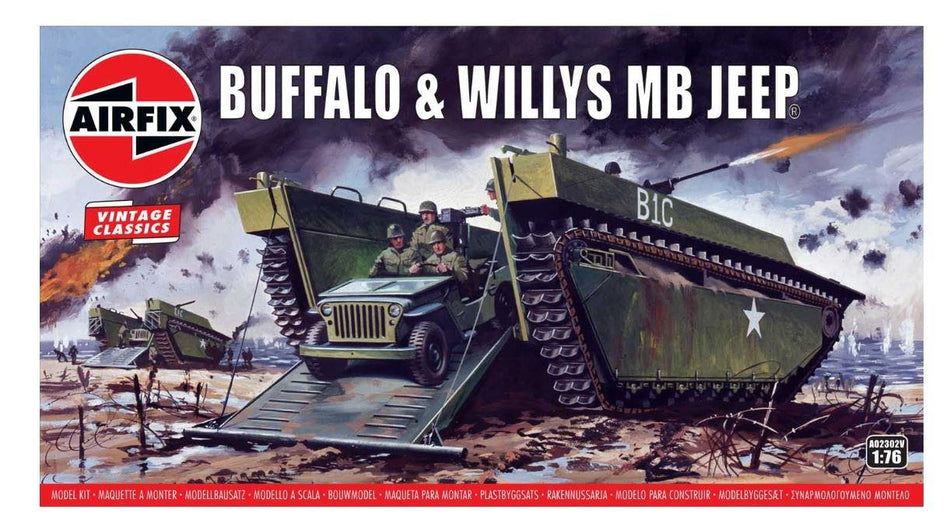 AIRFIX A02302V 1/76 Scale LVT-4 Water Buffalo and Willys MB Jeep