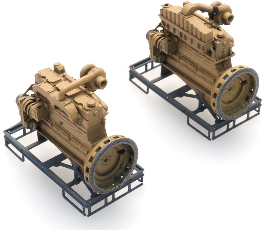 Artitec N Scale Industrial Diesel Engine on Transport Pallet (2x) 1:160 Ready-Made, Painted