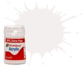 Humbrol 14ML  White Satin Acrylic Potlet (Plus 30% Extra Free)