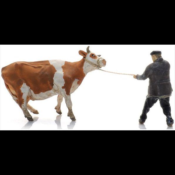 Artitec 1:87 Scale Farmer w/Obstinate Cow (1x) Ready-Made Figures