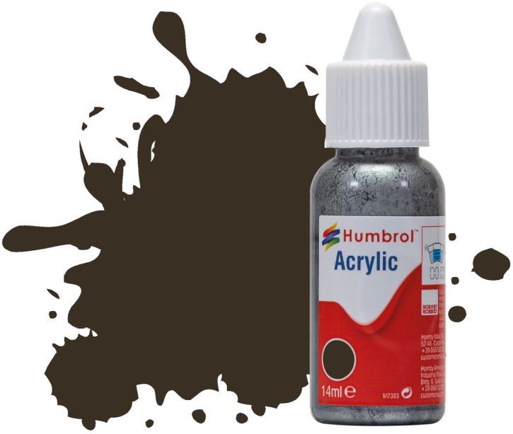 Humbrol 14ML  Service Brown Gloss Acrylic Paint Dropper Bottle