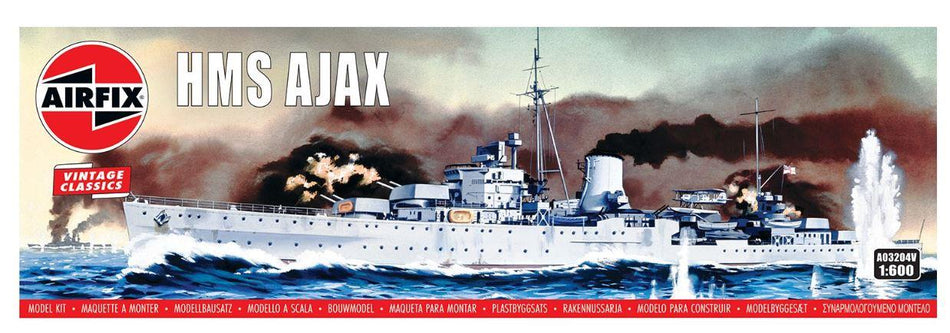 AIRFIX A03204V 1/600 Scale Royal Navy Cruiser HMS Ajax Battle of the River Plate.