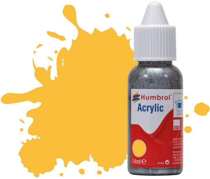 Humbrol 14ML  Trainer Yellow Matt Acrylic Paint Dropper Bottle