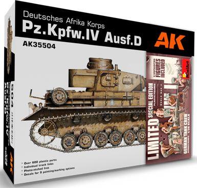 AK Interactive 1:35 Scale PZ.KPFW.IV AUSF.D Afrika Korps + 5 Figures German Tank Crew Afrika Korps