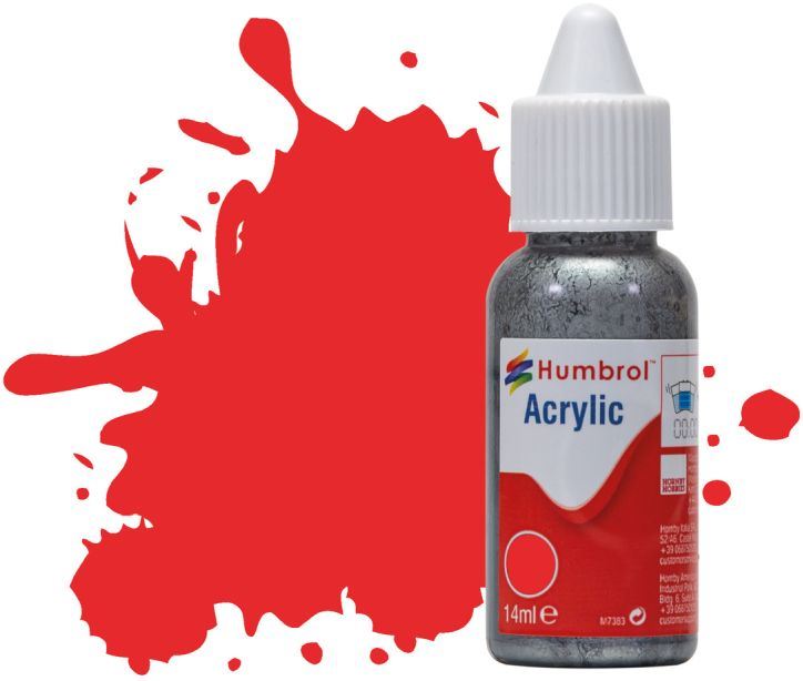 Humbrol 14ML  Fire Orange Gloss Acrylic Paint Dropper Bottle