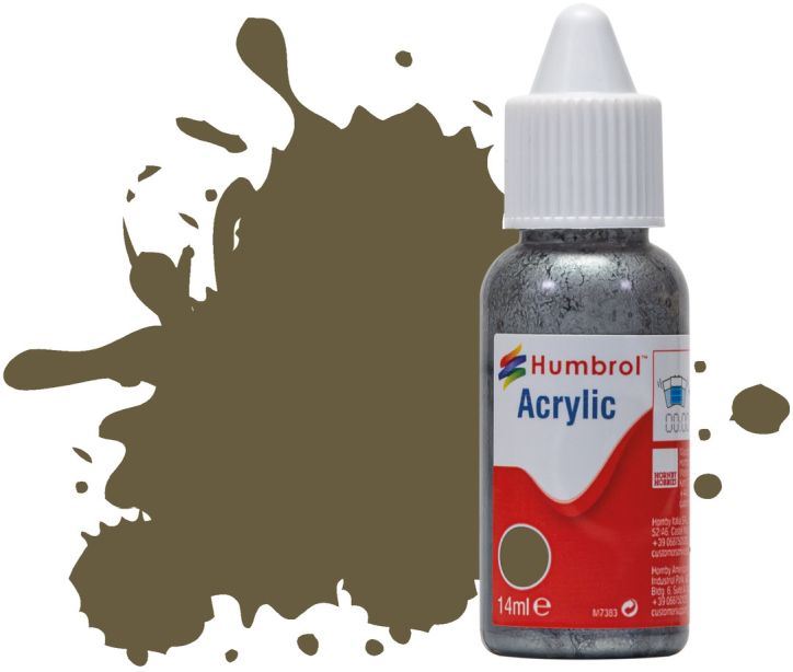 Humbrol 14ML  Olive Green Matt Acrylic Paint Dropper Bottle