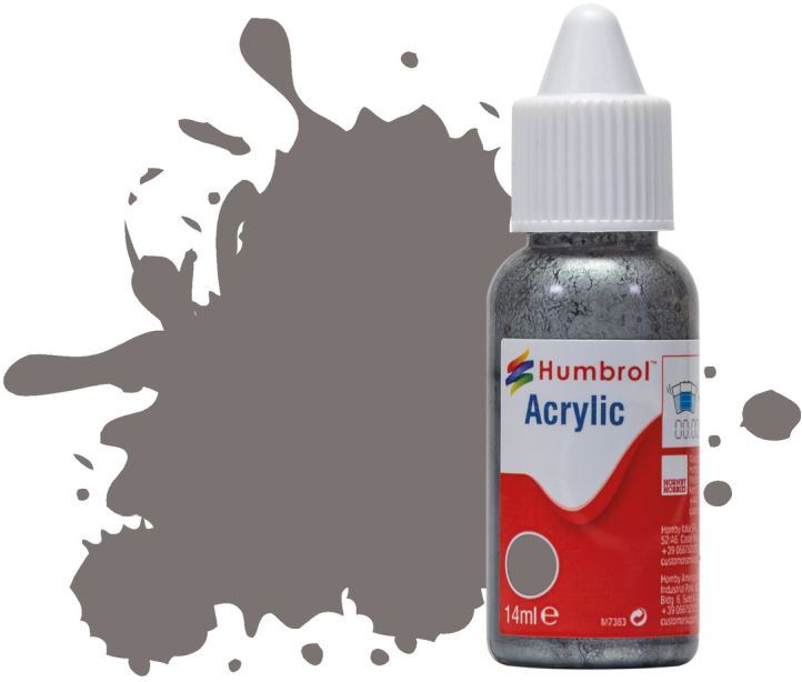 Humbrol 14ML  Dark Camouflage Grey Satin Acrylic Paint Dropper Bottle