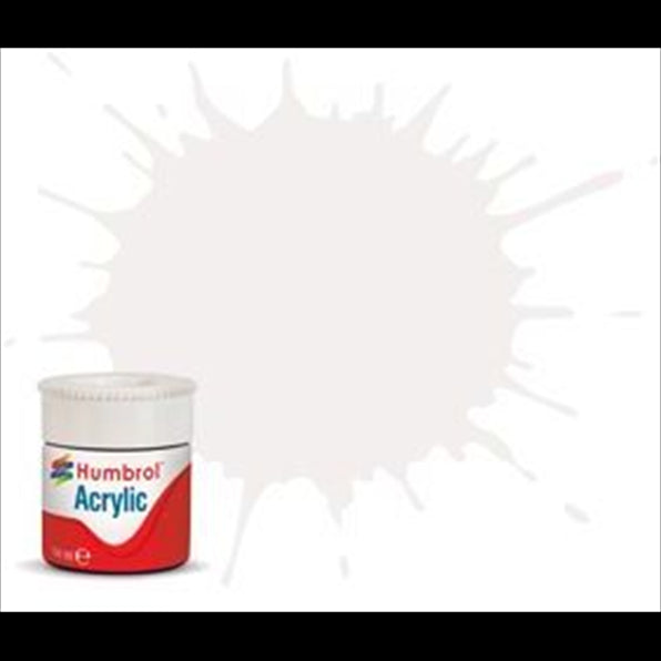 Humbrol 14ML  White Matt Acrylic Potlet (Plus 30% Extra Free)