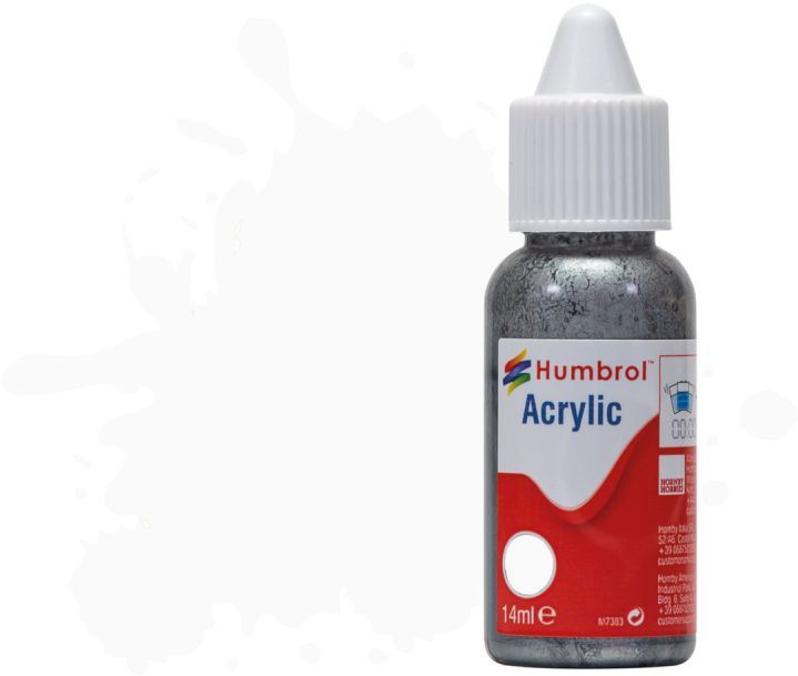 Humbrol 14ML  White Satin Acrylic Paint Dropper Bottle