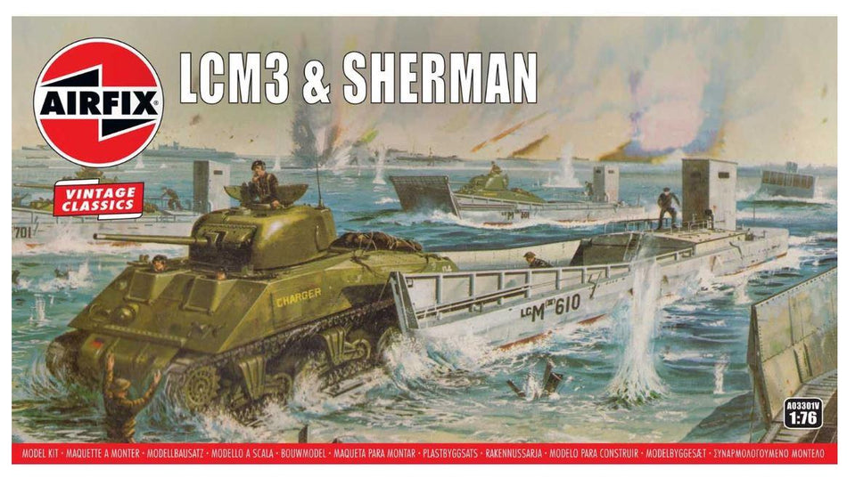 AIRFIX A03301V 1/76 Scale LCM3 &amp; Sherman Overlord