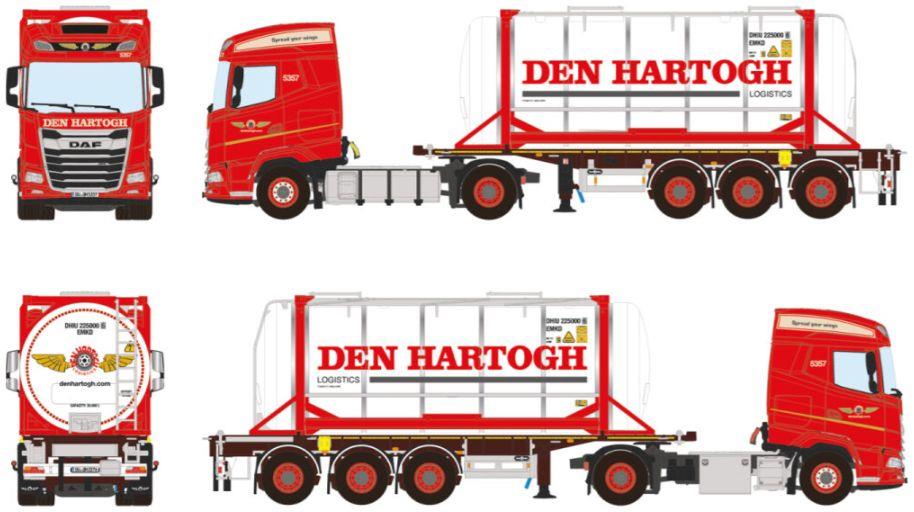 WSi 1:50 Scale DAF XG 4x2 Container Trailer + 20ft Tank Container Den Hartogh