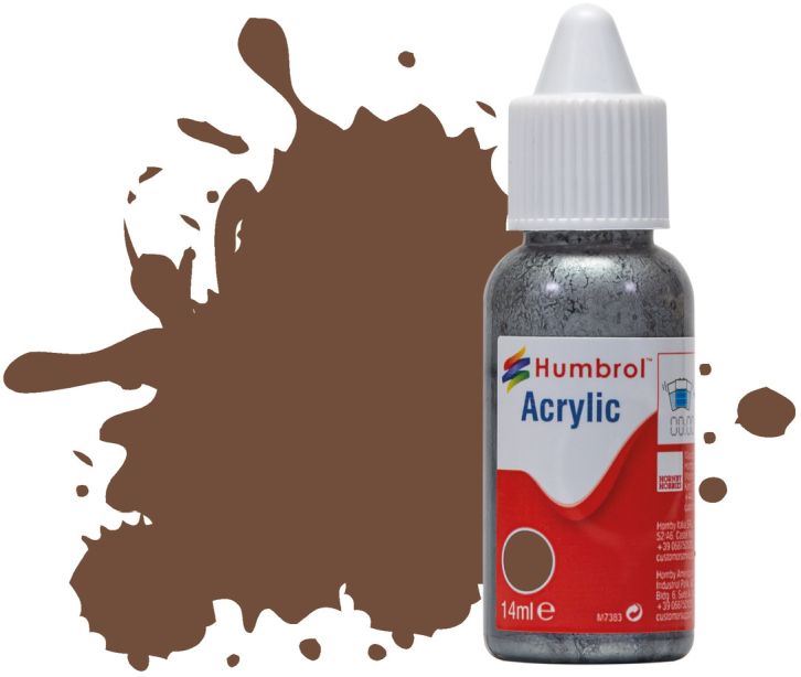 Humbrol 14ML  Chocolate Matt Acrylic Paint Dropper Bottle