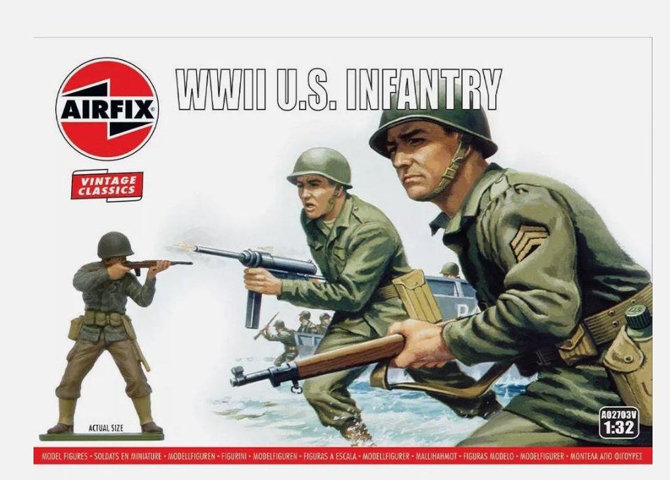 Airfix A02703V 1:32 Scale WWII U.S. Infantry Plastic Model Figures
