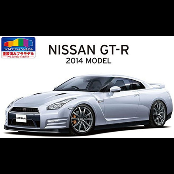 Aoshima 1:24 Scale Nissan GT-R R35 '14 Metallic Silver Pre-Painted
