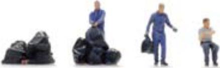 Artitec 1:87 Scale Bin Men Blue Overall (3x) Ready Made Painted