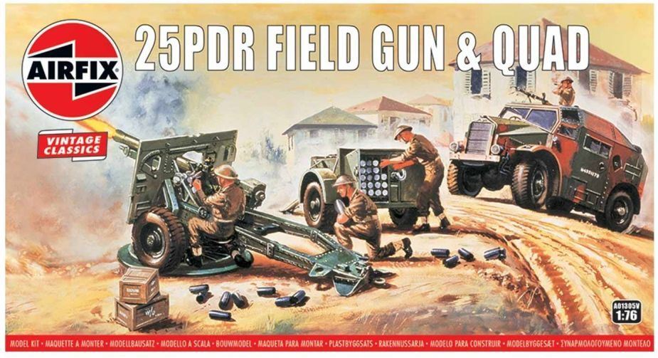 Airfix 1:76 Scale 25PDR Field Gun + Quad