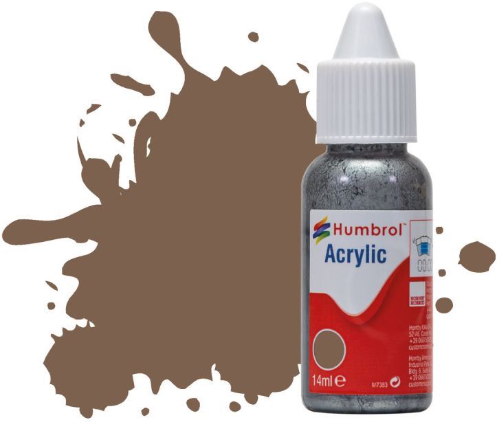 Humbrol 14ML  Dark Earth Matt Acrylic Paint Dropper Bottle
