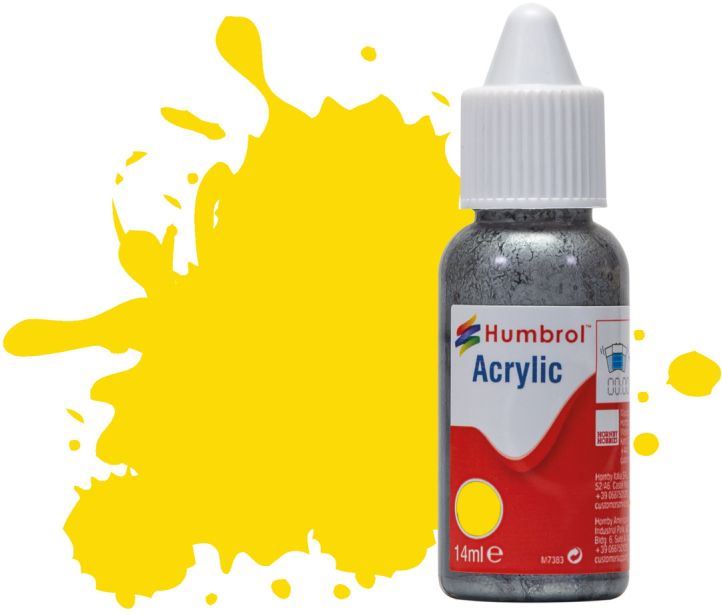Humbrol 14ML  Yellow Gloss Acrylic Paint Dropper Bottle