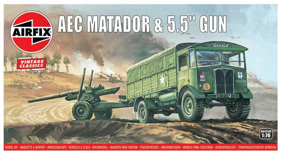 AIRFIX A01314V 1/76 Scale BRITISH ARMY WW2 AEC Matador &amp; 5.5inch Gun