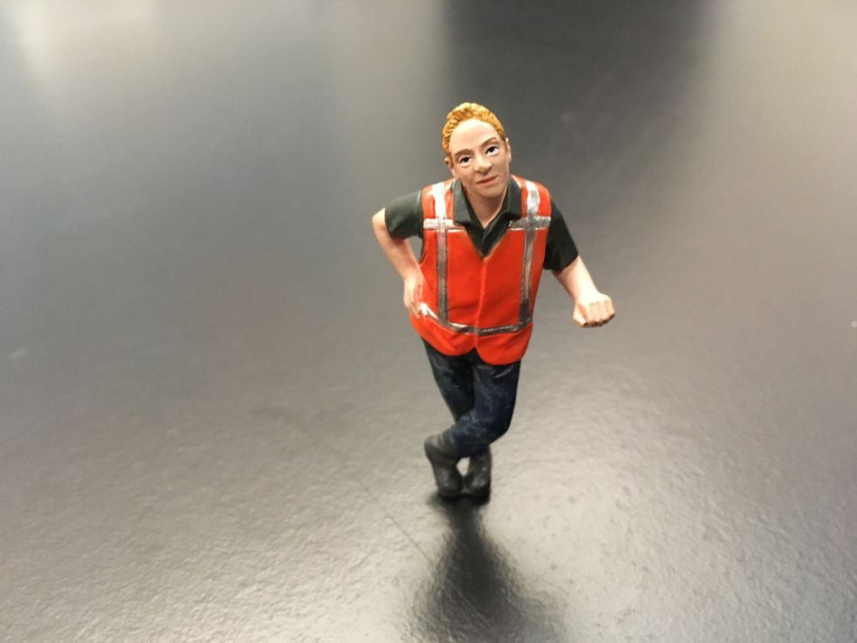 AT Collections 1:32 Scale Worker leaning Orange safety jacket