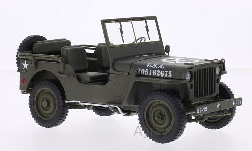 Welly 1:18 Scale Jeep Willys green U.S. Army (Open)