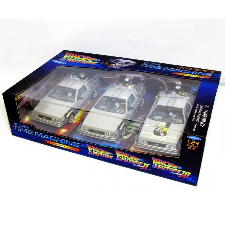 Welly 1:24 Scale Back to the Future Trilogy set Delorean 3pc Set