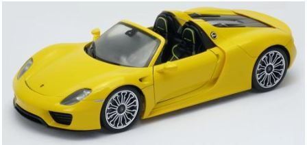 Welly 1:18 Scale Porsche 918 Spyder Conv - Yellow
