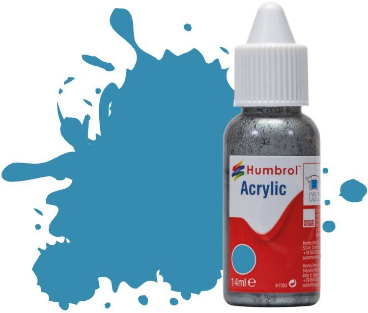 Humbrol 14ML  Mediterranean Blue Gloss Acrylic Paint Dropper Bottle
