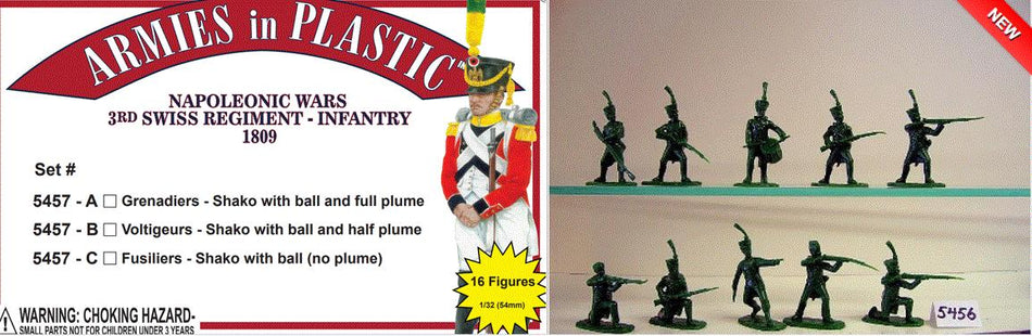 ARMIES IN PLASTIC 5457C 1:32 Scale Napoleonic Wars 3rd Swiss Regiment Infantry 1809 Fusiliers