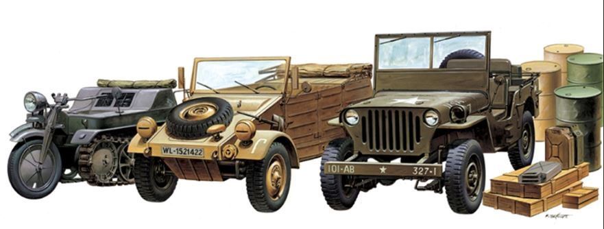 Academy Plastic Kits 1:72 Scale WWII Ground Vehicle Set