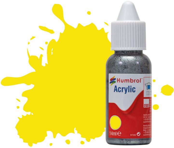 Humbrol 14ML  Lemon Matt Acrylic Paint Dropper Bottle