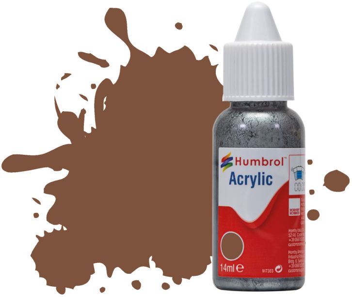 Humbrol 14ML  Brown Matt Acrylic Paint Dropper Bottle