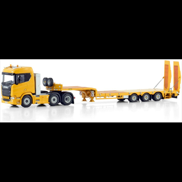WSI  1/50th Scale Scania R Normal CR20N 6x2 Twin Steer Semi Low Loader w/Ramps 3 Axle